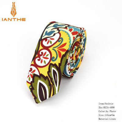Férfi karcsú nyakkendő alkalmi pamut vászon nyakkendő férfiaknak vékony tervező virág állat keskeny vintage virágos esküvői nyakkendő Corbatas