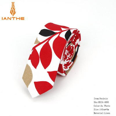 Férfi karcsú nyakkendő alkalmi pamut vászon nyakkendő férfiaknak vékony tervező virág állat keskeny vintage virágos esküvői nyakkendő Corbatas