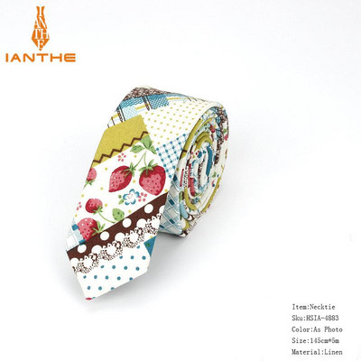 Férfi karcsú nyakkendő alkalmi pamut vászon nyakkendő férfiaknak vékony tervező virág állat keskeny vintage virágos esküvői nyakkendő Corbatas