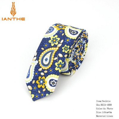Férfi karcsú nyakkendő alkalmi pamut vászon nyakkendő férfiaknak vékony tervező virág állat keskeny vintage virágos esküvői nyakkendő Corbatas