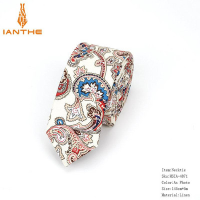 Férfi karcsú nyakkendő alkalmi pamut vászon nyakkendő férfiaknak vékony tervező virág állat keskeny vintage virágos esküvői nyakkendő Corbatas