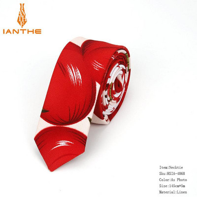 Férfi karcsú nyakkendő alkalmi pamut vászon nyakkendő férfiaknak vékony tervező virág állat keskeny vintage virágos esküvői nyakkendő Corbatas