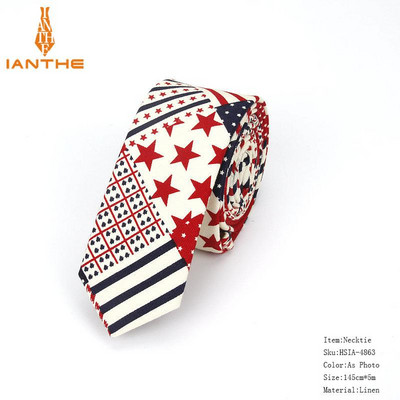 Férfi karcsú nyakkendő alkalmi pamut vászon nyakkendő férfiaknak vékony tervező virág állat keskeny vintage virágos esküvői nyakkendő Corbatas