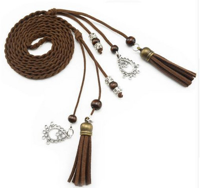 Curea populară din piele PU de epocă, cu împletitură în talie, pentru rochie, centură cu ciucuri, curea pentru femei, fete, curea tricotată.