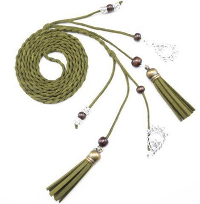 Curea populară din piele PU de epocă, cu împletitură în talie, pentru rochie, centură cu ciucuri, curea pentru femei, fete, curea tricotată.