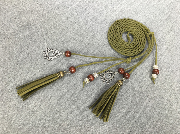 Curea populară din piele PU de epocă, cu împletitură în talie, pentru rochie, centură cu ciucuri, curea pentru femei, fete, curea tricotată.