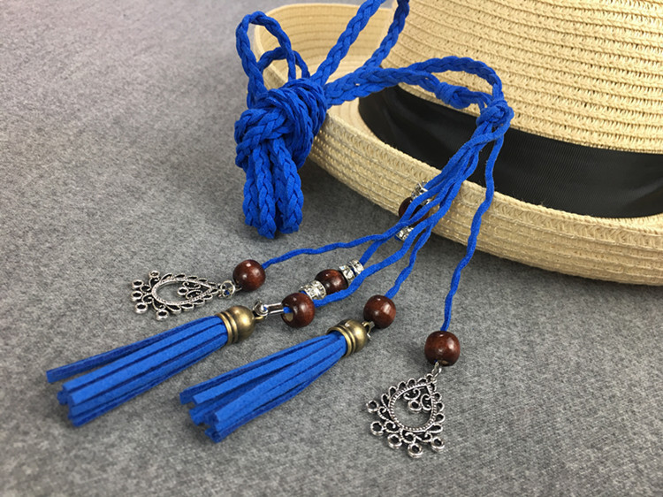 Curea populară din piele PU de epocă, cu împletitură în talie, pentru rochie, centură cu ciucuri, curea pentru femei, fete, curea tricotată.