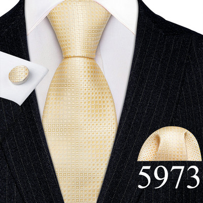 Elegáns férfi nyakkendők arany levelek virágos selyem nyakkendő zseb négyzet mandzsettagomb készlet esküvői ajándék ingyenes szállítás Barry·Wang 5966