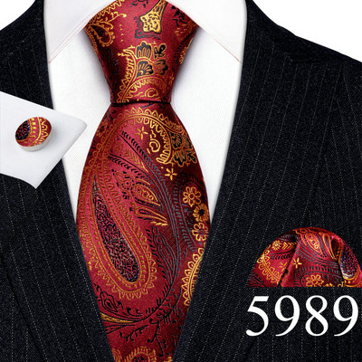 Elegáns férfi nyakkendők arany levelek virágos selyem nyakkendő zseb négyzet mandzsettagomb készlet esküvői ajándék ingyenes szállítás Barry·Wang 5966