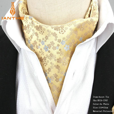 2018. Potpuno nova muška vintage cvjetna vjenčana svečana kravata Ascot Scrunch Self Britanski stil Džentlmenska poliesterska kravata Luksuzna