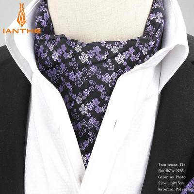 2018. Potpuno nova muška vintage cvjetna vjenčana svečana kravata Ascot Scrunch Self Britanski stil Džentlmenska poliesterska kravata Luksuzna