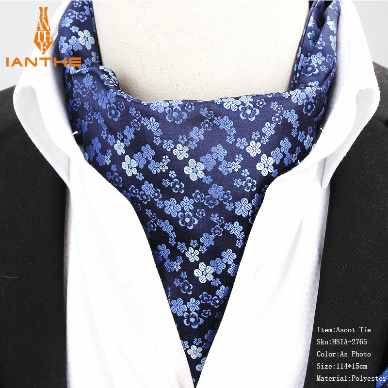 2018. Potpuno nova muška vintage cvjetna vjenčana svečana kravata Ascot Scrunch Self Britanski stil Džentlmenska poliesterska kravata Luksuzna