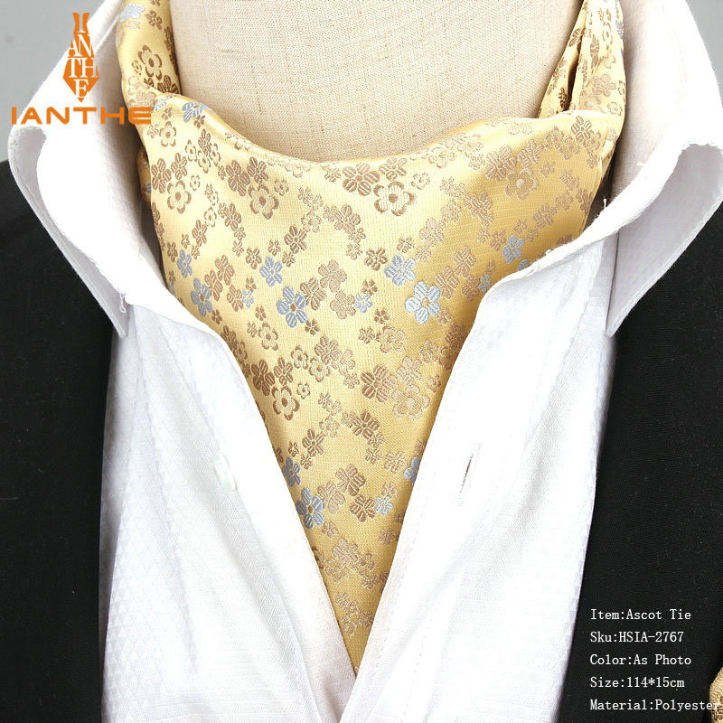 2018. Potpuno nova muška vintage cvjetna vjenčana svečana kravata Ascot Scrunch Self Britanski stil Džentlmenska poliesterska kravata Luksuzna
