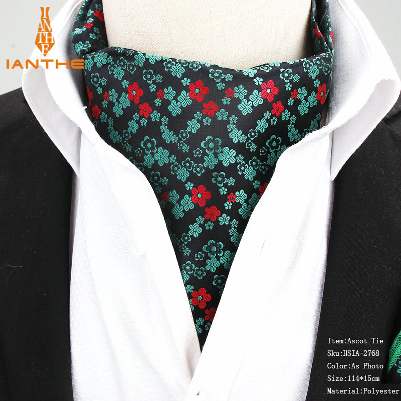2018. Potpuno nova muška vintage cvjetna vjenčana svečana kravata Ascot Scrunch Self Britanski stil Džentlmenska poliesterska kravata Luksuzna