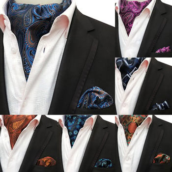 GUSLESON Fashion Brand Ανδρικά μαντήλια Cravat Ascot Σετ Paisley Pattern Luxury Gentlemen Γραβάτα Γαμήλια παπιγιόν Σετ τετράγωνο τσέπη