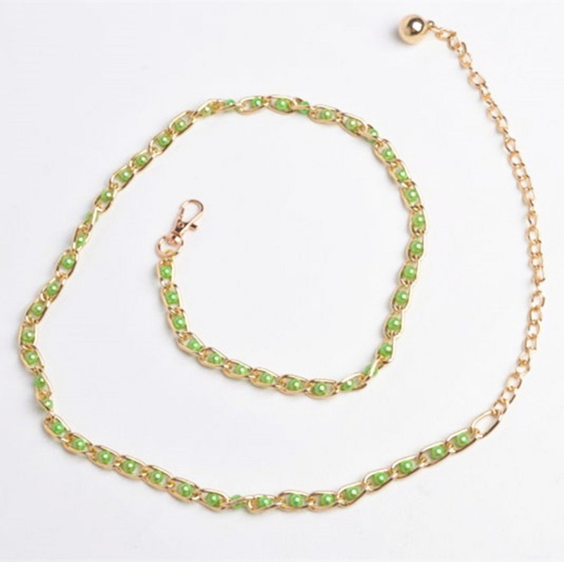 Női Gyöngy Dekoráció Deréklánc Ruhához Divat Női Tervező Fém Gyöngyök Gyöngyös Övek Ruházati Kiegészítők Női