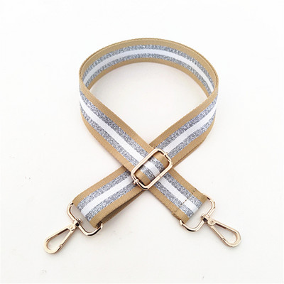 Kontrasztos, világos vonalú csíkos táskapánt Női válltáska öv, állítható széles pántos táskarészek Női futártáska fogantyúja