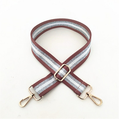 Kontrasztos, világos vonalú csíkos táskapánt Női válltáska öv, állítható széles pántos táskarészek Női futártáska fogantyúja