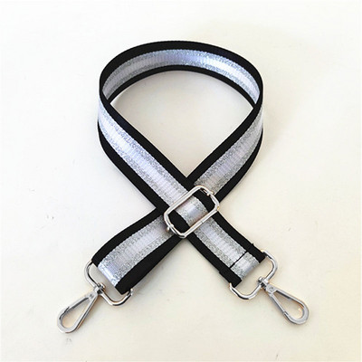 Kontrasztos, világos vonalú csíkos táskapánt Női válltáska öv, állítható széles pántos táskarészek Női futártáska fogantyúja