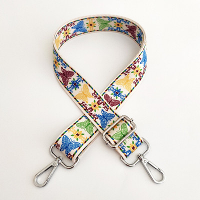 Kontrasztos, világos vonalú csíkos táskapánt Női válltáska öv, állítható széles pántos táskarészek Női futártáska fogantyúja