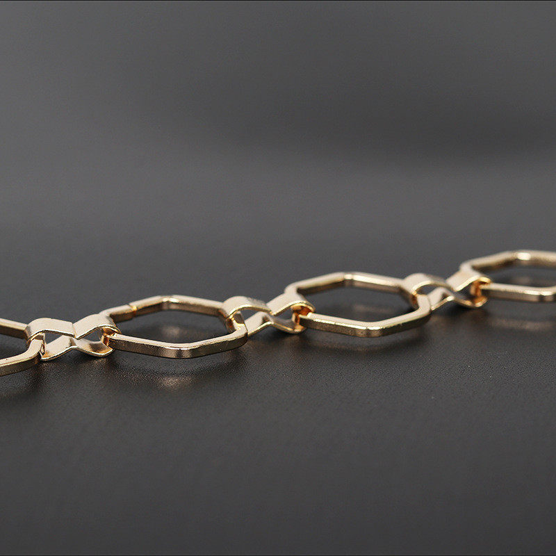 Divat Hatszög alakú női deréklánc Geometrikus öv nőknek Arany Sliver Fém övek Állítható öltöny ruha Női derékpánt