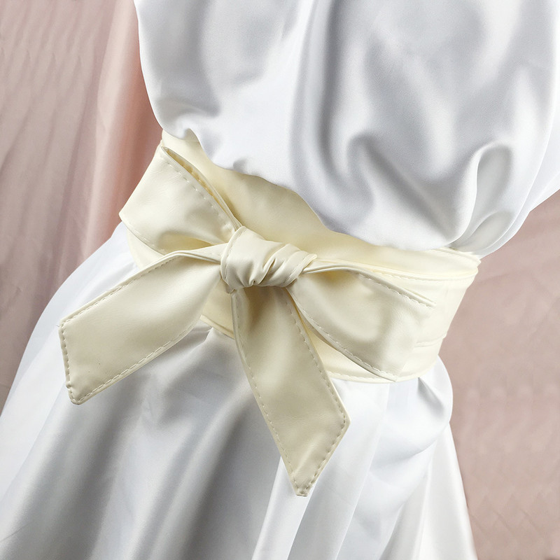 Cureaua lată pentru doamne, cu fundă mare, stil coreean, colorată, de înaltă calitate, centură moale, culoare pură, din piele PU, curea lată realizată manual