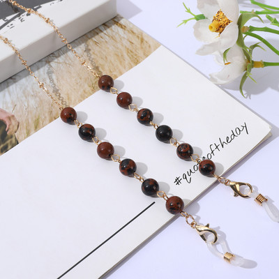 Divat természetes kőből készült szemüvegláncok arcmaszk tartó kerek nyakpánt gyöngyös napszemüveg lánc nőknek ékszer szemüveg lánc