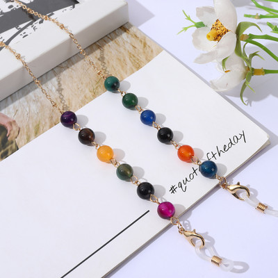 Divat természetes kőből készült szemüvegláncok arcmaszk tartó kerek nyakpánt gyöngyös napszemüveg lánc nőknek ékszer szemüveg lánc