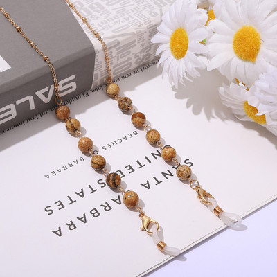 Divat természetes kőből készült szemüvegláncok arcmaszk tartó kerek nyakpánt gyöngyös napszemüveg lánc nőknek ékszer szemüveg lánc