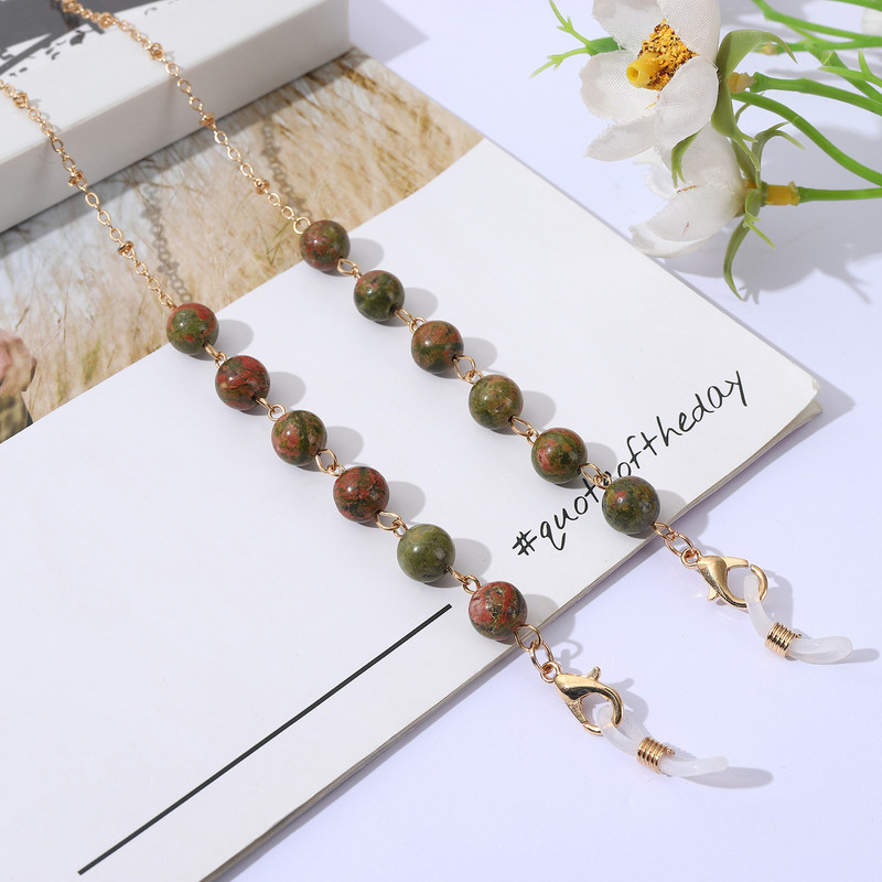 Divat természetes kőből készült szemüvegláncok arcmaszk tartó kerek nyakpánt gyöngyös napszemüveg lánc nőknek ékszer szemüveg lánc