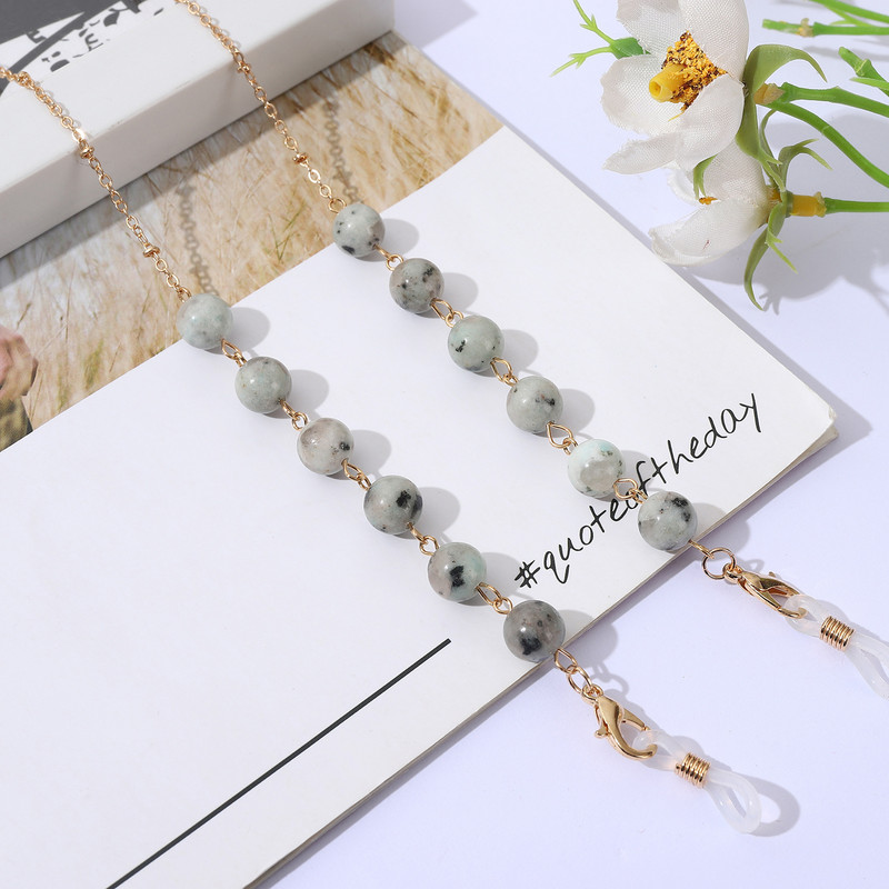 Divat természetes kőből készült szemüvegláncok arcmaszk tartó kerek nyakpánt gyöngyös napszemüveg lánc nőknek ékszer szemüveg lánc