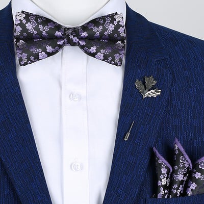 Klasszikus arany csokornyakkendő férfiaknak selyem pillangó előre megkötött virágos csokornyakkendő zsebkendő bross szett Esküvői party sárga férfi csokornyakkendő