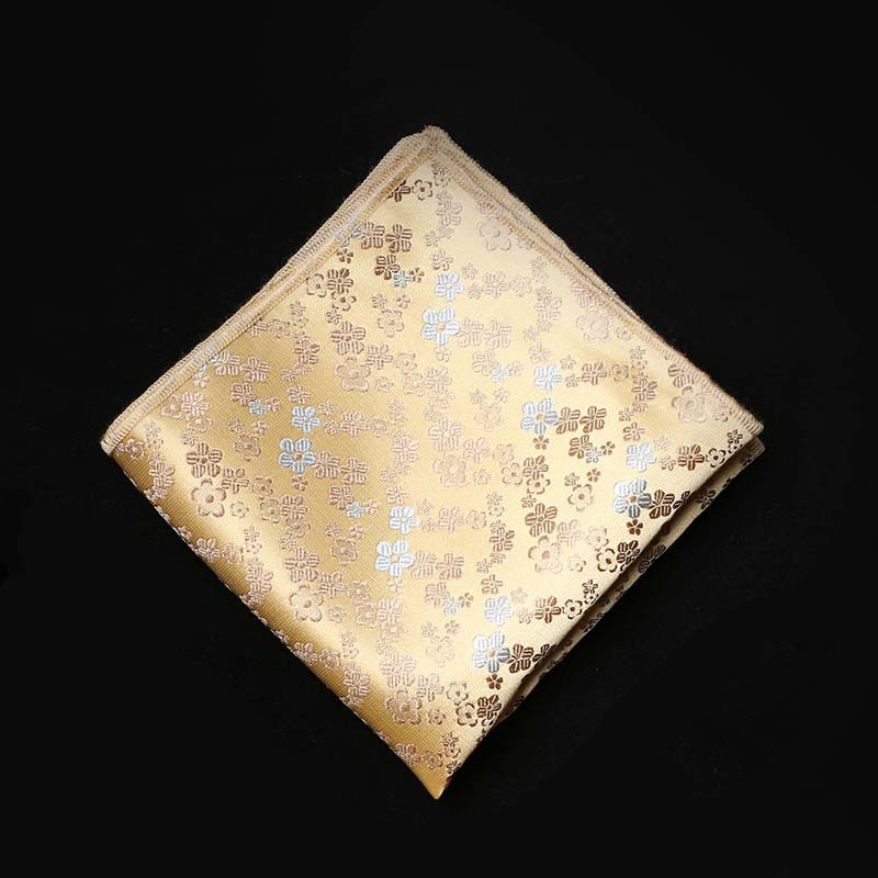 Klasszikus arany csokornyakkendő férfiaknak selyem pillangó előre megkötött virágos csokornyakkendő zsebkendő bross szett Esküvői party sárga férfi csokornyakkendő