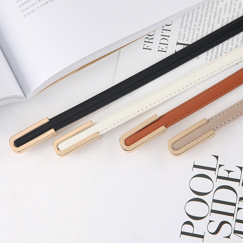 Új divatos egyéniség fém csatos női PU vékony öv tervező All-Match női nadrág ruha dekorációs derékpánt