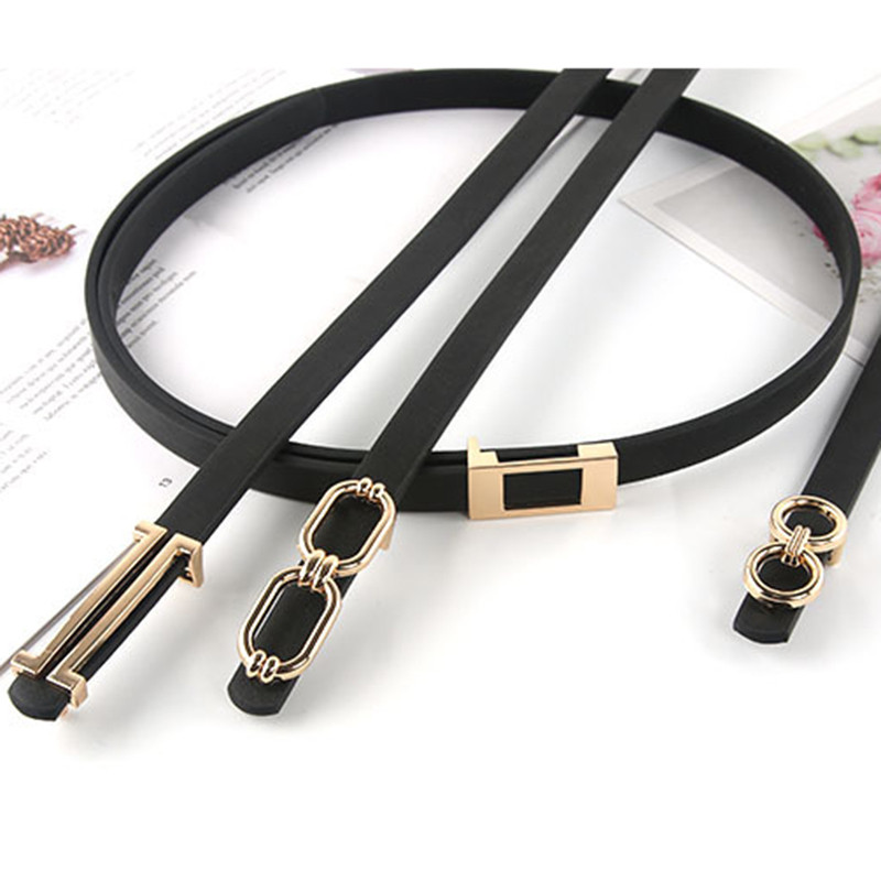 Új divatos egyéniség fém csatos női PU vékony öv tervező All-Match női nadrág ruha dekorációs derékpánt
