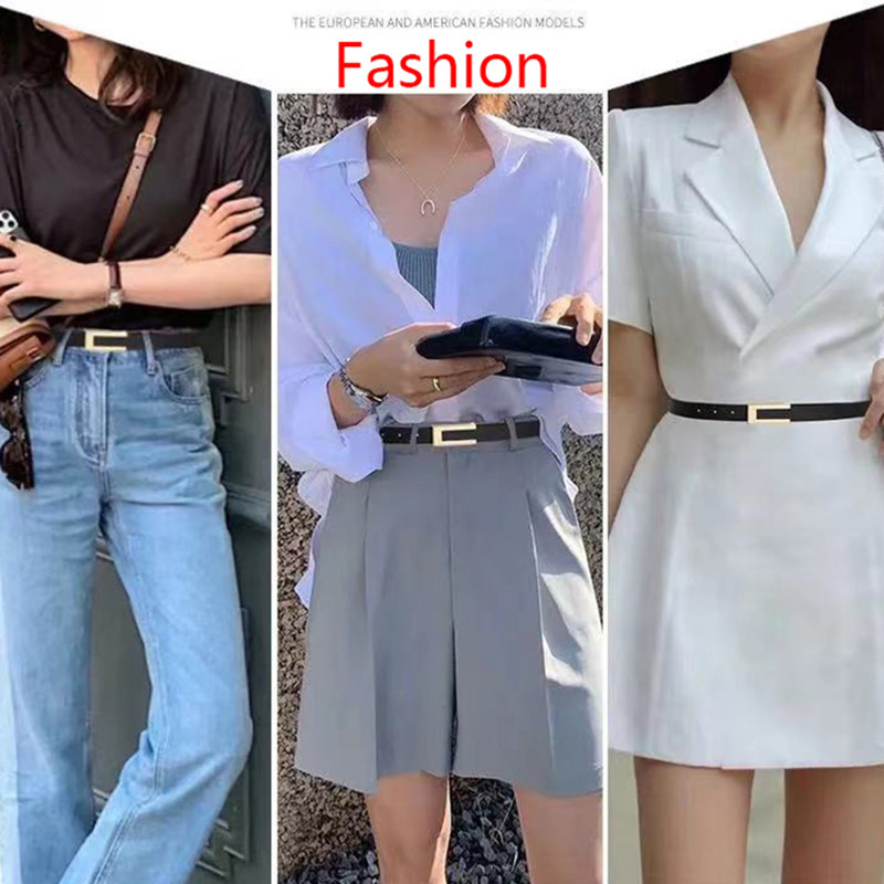 Új divatos egyéniség fém csatos női PU vékony öv tervező All-Match női nadrág ruha dekorációs derékpánt