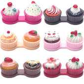 Cartoon Cake Cream Shape kontaktläätsede ümbris Kaasaskantav minikontaktläätsede ümbriskarp reisidaami hoidja jaoks silmahoolduskonteiner