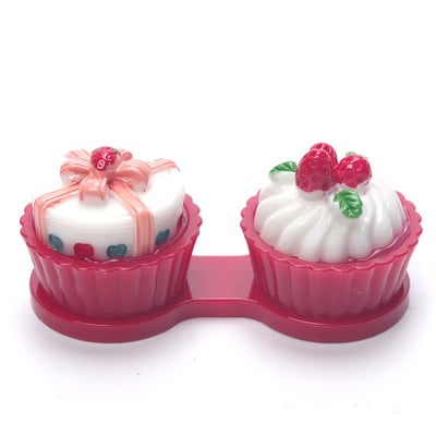 Cartoon Cake Cream Shape kontaktläätsede ümbris Kaasaskantav minikontaktläätsede ümbriskarp reisidaami hoidja jaoks silmahoolduskonteiner