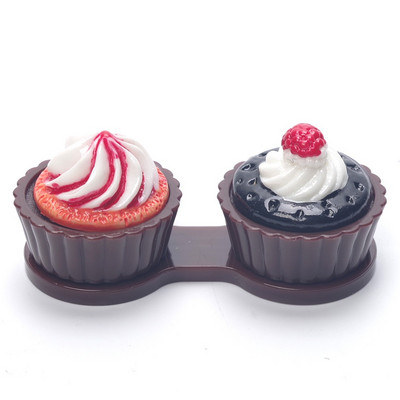 Cartoon Cake Cream Shape kontaktläätsede ümbris Kaasaskantav minikontaktläätsede ümbriskarp reisidaami hoidja jaoks silmahoolduskonteiner