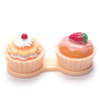 Cartoon Cake Cream Shape kontaktläätsede ümbris Kaasaskantav minikontaktläätsede ümbriskarp reisidaami hoidja jaoks silmahoolduskonteiner