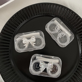 Нова преносима Ins Bow прозрачна кутия за контактни лещи за пътуване контактни лещи Калъф за придружител Контейнер за съхранение на контактни лещи