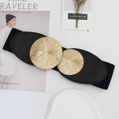 Univerzális öv koreai változat Temperamentum fém kerek csat rugalmas öv ruha ing dekoratív öv elasztikus Ceinture nő