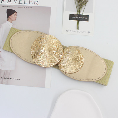 Univerzális öv koreai változat Temperamentum fém kerek csat rugalmas öv ruha ing dekoratív öv elasztikus Ceinture nő