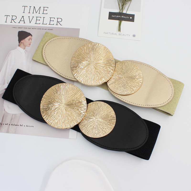 Univerzális öv koreai változat Temperamentum fém kerek csat rugalmas öv ruha ing dekoratív öv elasztikus Ceinture nő