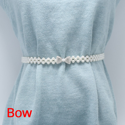 Luksuzni ženski biserni remen za haljinu Elegantna cvjetna kopča Puni plastični ukrasi od bisera Vjenčani remen s elastičnim pojasom u struku 121