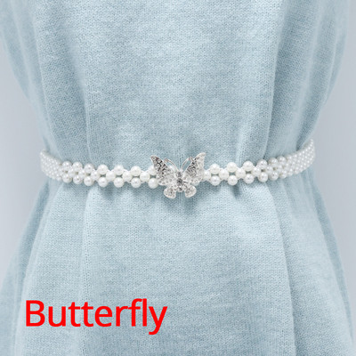 Luksuzni ženski biserni remen za haljinu Elegantna cvjetna kopča Puni plastični ukrasi od bisera Vjenčani remen s elastičnim pojasom u struku 121