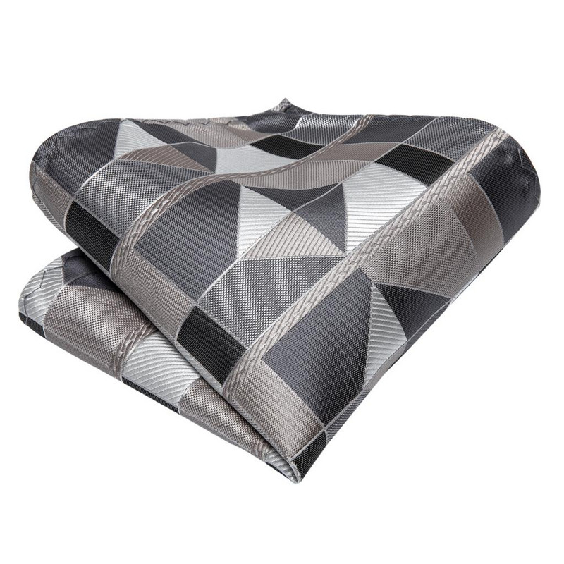 Szürke, újszerű selyem esküvői nyakkendő férfiaknak Handky mandzsettagomb Ajándék férfi nyakkendő Divattervezés Üzleti Party Dropshiping Hi-Tie