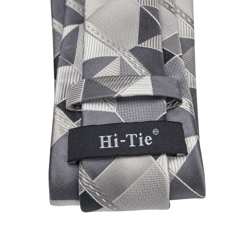 Szürke, újszerű selyem esküvői nyakkendő férfiaknak Handky mandzsettagomb Ajándék férfi nyakkendő Divattervezés Üzleti Party Dropshiping Hi-Tie