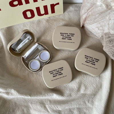 Retro minimalista kontaktlencse tok Férfi levéllencse tartó tükörrel Hordozható utazási szett szemüveg tok Ajándék lánynak