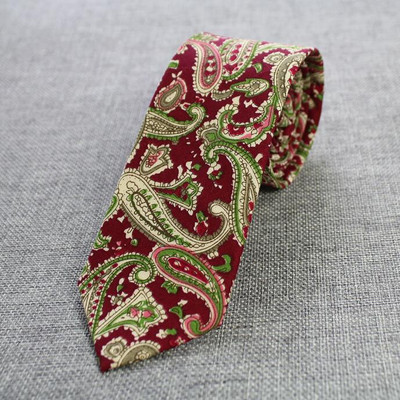 RBOCOTT Retro virágos nyakkendők Paisley nyakkendő 6 cm-es pamut nyakkendők férfiaknak divatos alkalmi karcsú nyakkendők vékony nyakkendők esküvői öltönyhöz